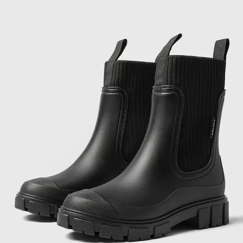 Women's Solid Color Waterproof Rain Boots, Women Shoes, 2024 New Style Fashionable Round Toe Boots for Outdoor Wear, Non-slip Rain Boots for Women & Girls
