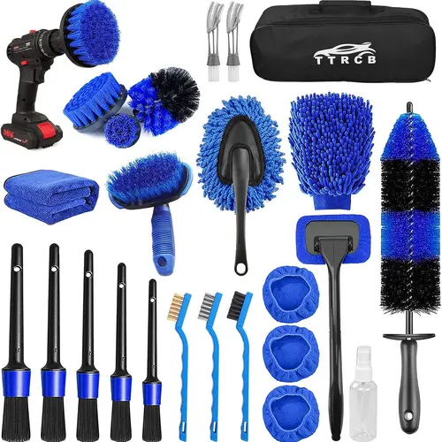 26Pcs Car Detailing Brush Set Car Detailing Kit Car Detailing Brushes, Car Cleaning Kit, Car Windshield Cleaning Tool, Professional Car Care kit - Car Wash Brush kit for Interior Exterior Wheels