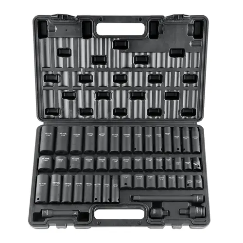 【toolupgrade】VEVOR Drive Impact Sockets Set,CR-V Tool Kits with SAE (5/16"-3/4") & Metric (8-22mm) 6-Point Sockets, Drive Extension Bar, Universal Joint, Power Drill Adapter & Storage Case for Mechanic, Automotive Tools, Tool Box, Work Tools, Mechanic Too