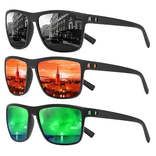 TURBOPEP 3 Pairs Simple Sunglasses For Everyday Use, Unisex Polarized Classes, Square Sunglasses,Lightweight Frame SunGlasses with UV Protection, Travel Accessories,sunglasses for men