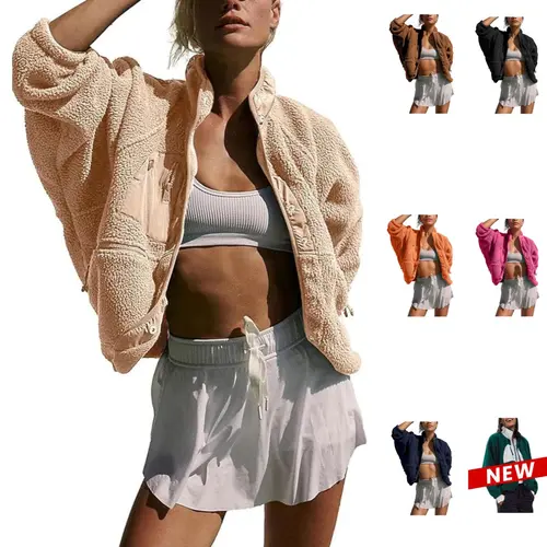 Yeokou Women's Turtleneck Fleece Jacket - Long Sleeve, High Neck, Lightweight, Snap Button Coat for Nurses, Back to School Clothes, Comfy College Wear, Trending Tops, Basic Tops,sohochic