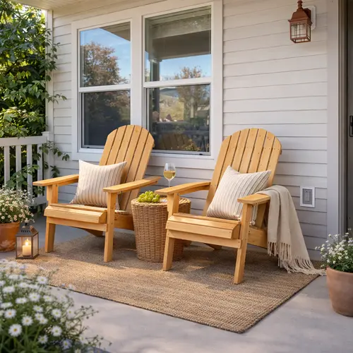 【Set of 2】Yaheetech 2026 Upgrade Folding Adirondack Chair Set of 2 Outdoor Solid Wood Garden Chair Weather Resistant, Fire Pit Lounge Chairs for Garden/Yard/Patio/Lawn