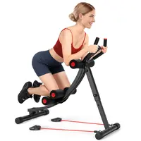 Ab Machine with Elastic Band for Home Workout, Foldable Ab Workout Equipment, Core Exercise Equipment for Home Gym