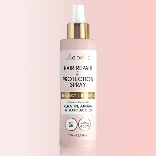 ELLA BELLA All-in-1 Heat Protectant Spray for Hair • Repair, Protect, and Nourish with UV Shield • Cruelty-Free Formula with Argan Oil, Jojoba, and Keratin • Professional Hair Heat Protection Spray Haircare