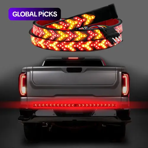 Fishbone Shaped LED Tailgate Light Bar, 60-Inch LED Tailgate Lights, Brake Running Sequential Turn Signal Strip Strobe Light Bar for Truck Pickup SUV RV Plug & Play Hard Wire T-tape Connector Version, Car Lighting Accessories #GLOBAL PICKS