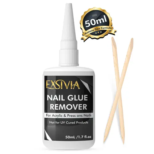 EXSIVIA Nail Glue Remover 50mL for Press-On Nails - Acetone-Free Adhesive Remover for Nail Glue & Residue, Not for UV/LED Gel