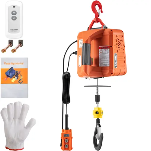 【toolupgrade】VEVOR 3-in-1 Galvanized Steel Electric Hoist Winch, 1100lbs Portable 110V Power Winch Crane, 25ft Lifting Height, High Working Efficiency, with Wire, Wireless Handle, Manual Remote Control, Overload Safe for Lifting/Towing, Indoor/Outdoor