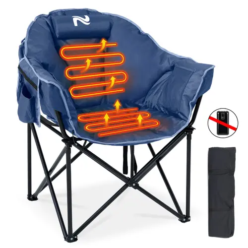 SLSY Oversized Heated Moon Chair - Folding Portable Outdoor Patio Chair with 3 Heat Levels, Compact Seating Solutions for Camping (No Battery Included)