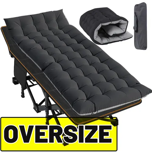 SLSY Oversized XXL Folding Camping Cot for Adults, 32'' Wide Folding Cot Bed for Sleeping with 2 Sided Mattress & Carry Bag, Tent Cot, Supports 900 lbs