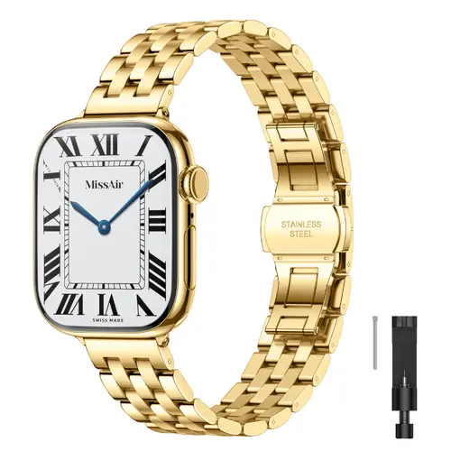 MISSAIR Luxury 316L Stainless Steel Classic Smart Watch Strap, Women's Dressy Adjustable Metal Bracelet Wearable Device Accessory Compatible with Series 1-11, SE, Ultra,sohochic