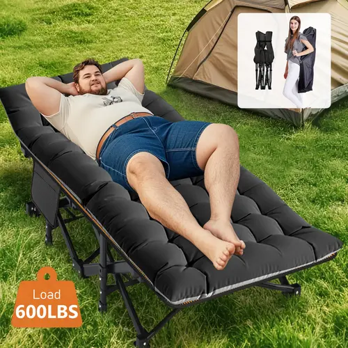 SLSY Lightweight Heavy Duty Metal Oxford Cloth Folding Bed Cot, 75"x28" Collapsible Guest Sleeping Cot with 3.3" 2-Sided Mattress & Carry Bag (for Back to School)