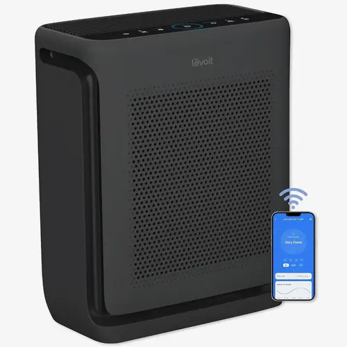 Levoit Vital 200S Air Purifier - Black, 1800 Ft² Large Home Room Coverage, 200cfm Airflow, Smart WiFi Control, Air Quality Monitor, Light Auto Display, Odor Carbon Filter for Allergy Relief, Pet Hair/Pollen, Wireless, 15.6"D X 8.5"W X 19.8"H