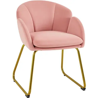 Yaheetech Flower-Shaped Velvet Accent Chair, Modern Armchair with Gold Legs Add Luxe Shine, Velvet Touch Feels Luxe, Floor Levelers, Ideal for Living Room & Bedroom