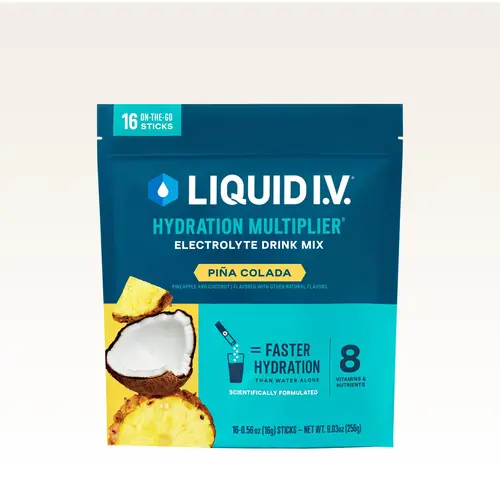 Liquid I.V. Hydration Multiplier - Piña Colada - Hydration Powder Packets | Electrolyte Powder Drink Mix | Convenient Single-Serving Sticks | 8 Vitamins & Nutrients | 1 Pack (16 Servings)