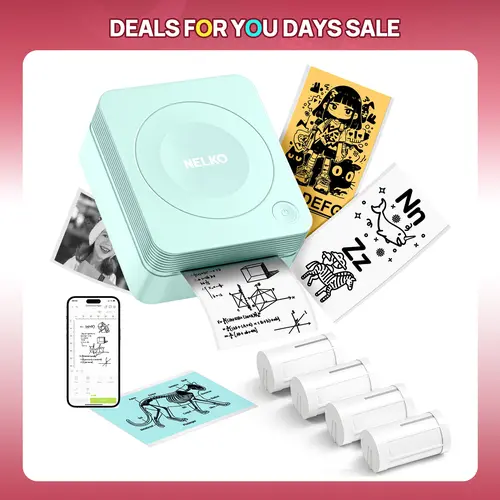 Mini Sticker Printer-2 Inch Bluetooth Thermal Pocket Printer, PM290 Inkless Portable Printer for Study Notes, AI Printer, Photos, Journals, Memos, Lists,Sticky Label, Ideal Gift for Valentine's Day,