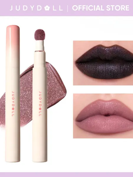 JUDYDOLL Cushion Lip Powder Cream, Cushion Matte Lock Lip Cream, Blur, Mousse, Lipstick, Hydrating, Soft Velvet Matte Lip & Cheek, Smooth Lip Mud, Waterproof, Long-Lasting, Shimmer, Not Easy To Fade, Non-Stick Cup, Makeup, Cosmetic, Back to School