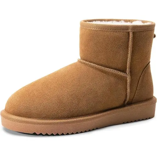 Dream Pairs FuzzyClassic Ⅱ Low Ankle Snow Boots – Genuine Suede, Water-Resistant, Memory-Foam, Anti-Slip Sole,shoes for back to school,back to school shoes,sohochic