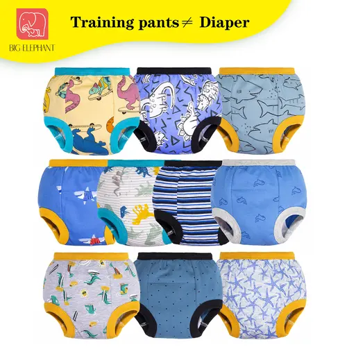 BIG ELEPHANT Toddler Potty Training Underwear, 100% Cotton Washable Reusable Training Pants, Light Absorbency for Daytime Potty Learning, Not Diapers, Boys and Girls,sohochic