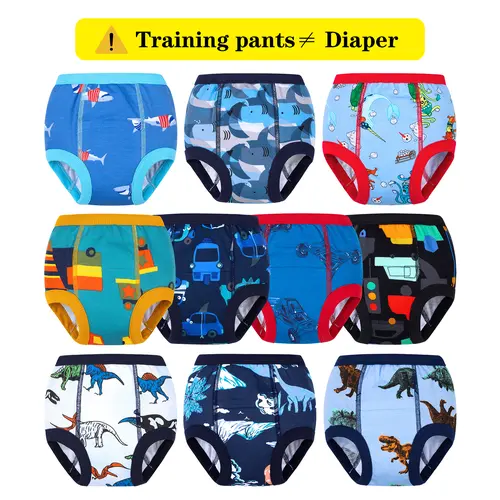 BIG ELEPHANT Boys' Potty Training Pants, 10-Pack 100% Cotton Comfortable Underwear with Dinosaur & Truck Graphic Prints, Ideal for 3T-5T Toddlers' Daytime Potty Training,sohochic
