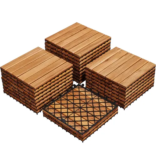 【27/54/108PCS】Yaheetech Acacia Wood Pattern Flooring Tiles, 12x12in High Grade PVC - Waterproof, Non Slip, Durable PVC Construction Water Resistant Floors for Outdoor Patio/Indoor Use