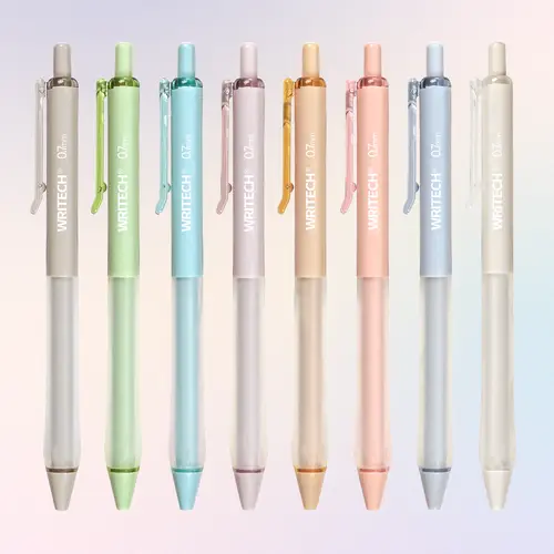 WRITECH Gel Ink Retractable Pens 0.7mm Fine Point, Black Ink, Refillable Clickable Pen Set for Writing Journaling,  Smudge-Proof, 8-Count Multicolor Stationery   Multifunctional Stationery