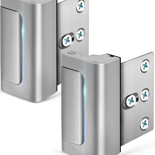 Aluminium Door Locks (2 Pack) - 800 lbs Withstand Force for Inward Swinging Doors, 3.1"l x 2.6"w x 1.3"h Reinforcement Locks, 4 Screws for Unauthorized Entry Prevention, Easy Installation