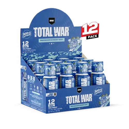 REDCON1 Total War Energy Shots - 300mg Caffeine Shots with B Vitamins & 0 Sugar - Long-Lasting Energy Shot for Focus Support - Fuel Your Workout or Workday (12 Count)