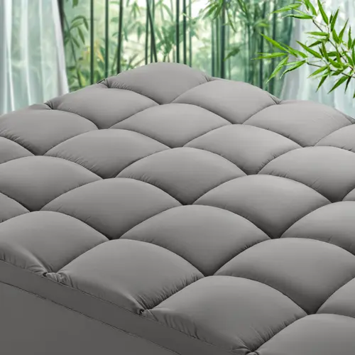 Shilucheng Cooling Supportive Bamboo Viscose Mattress Topper, 8-21 Inch Fit, Back Pain Relief, Breathable Quilted Brushed Ultra Soft, Deep Pocket