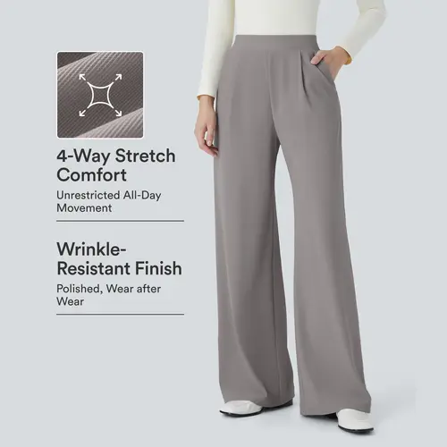 Halara Flex™ High Waisted Body Sculpt Waist-Slimming Pocket Wide Leg Micro Waffle Work Pants