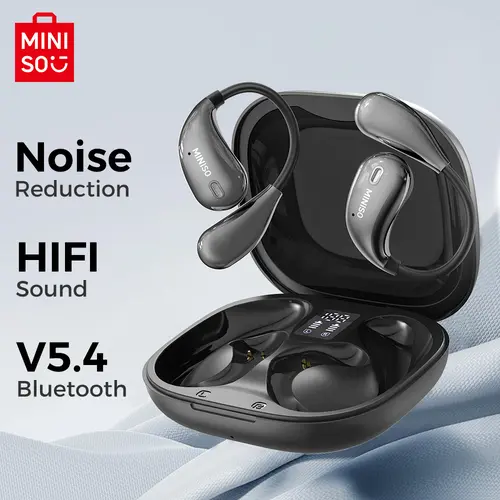 MINISO X33 In-Ear Plastic Earbuds Wireless, Bluetooth 5.4 Flexible Earhook Waterproof Headphones with Microphone, HiFi Stereo, Sports Sweatproof, Compatible with Cellphones (iPhone, Android)