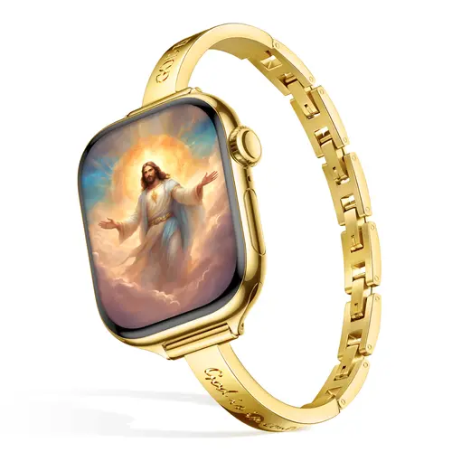 Missair GOD IS IN CONTROL Bands 316L Stainless Steel Slim Band Compatible with Apple Watch (38–49mm) Engraved Faith Daily Reminder Bracelet Strap Inspirational Gift for Women