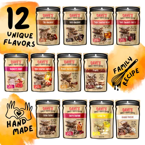 Ultimate Toffee Bundle - Dave's Sweet Tooth Chocolate Almond Toffee, Sweets & Snacks, 12 Assorted flavors