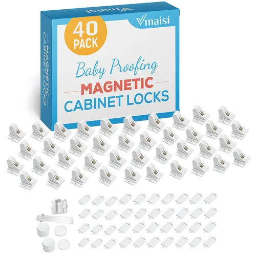 Vmaisi Adhesive Baby Proofing Magnetic Cabinet Locks (40 Locks and 4 Keys) Childproof Kitchen Drawers Latches,sohochic