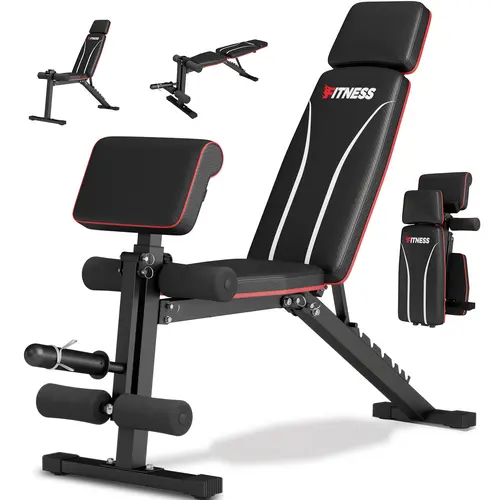 Adjustable Weight Bench, Foldable Workout Bench for Home Gym, Incline Decline Sit up Exercise Bench Press for Full Body Strength Training