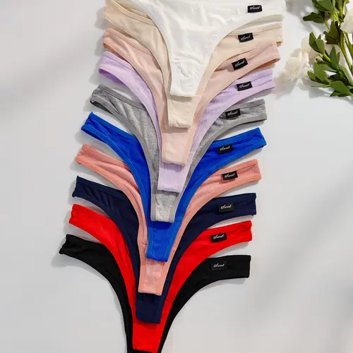 Women's Solid Color Patched Drop Waist Thong, Soft Comfy Breathable Knicker for Daily Wear, Women's Underwear for All Seasons, Casual Comfy Panties