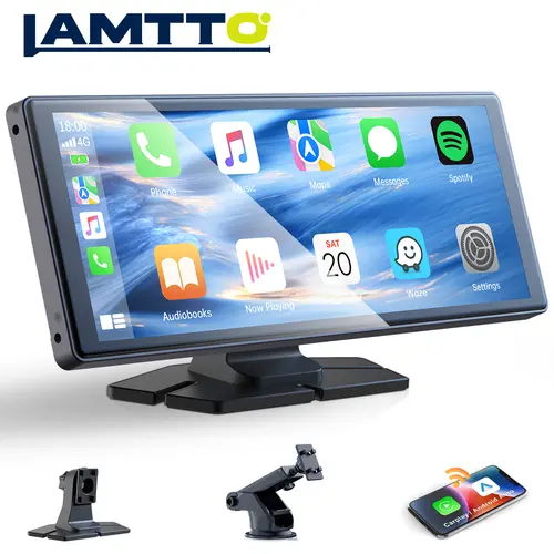 LAMTTO 9.26" Wireless CarPlay Screen for Car, Apple CarPlay & Android Auto Touch Screen Monitor, Portable Car Stereo with GPS Navigation, Bluetooth, Mirror Link, Car Video Player for Man and Woman