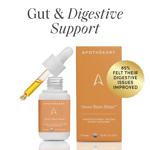 Apothékary Never Been Bitter - Digestive Support Liquid Herbal Drops* | Alcohol-Free, Certified Organic, Certified Gluten-Free, PETA Certified Vegan & Cruelty-Free, Third Party Tested, Plant-Based, No Artificial Additives, Made in the USA, Digestion Aid F