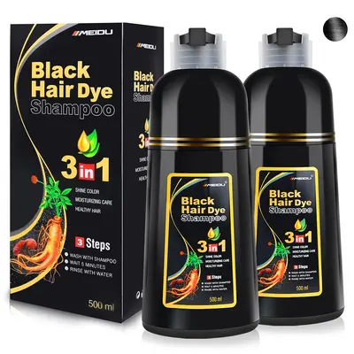 MEIDU 3-in-1 Herbal Hair Dye Shampoo with Ginseng Extract - Haircare, Cover Grey Hair, No Bleach Formula, At-Home Coloring Shampoo Semi-Permanent Color, No Bleach Hair Color,back to school,sohochic