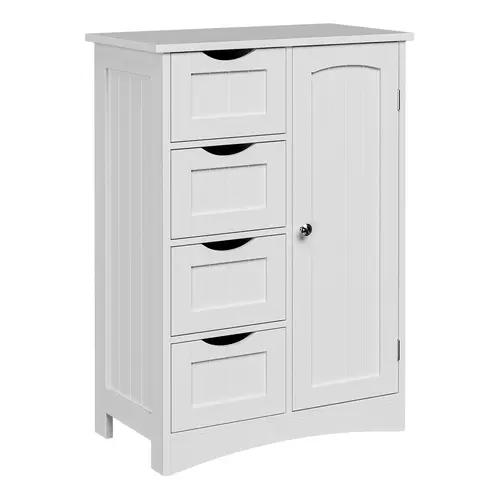 Segawe Freestanding Bathroom Floor Cabinet - 32.2"h Storage Design Furniture, Humidity-Proof MDF, 4 Drawers, Adjustable Shelf Height, Space Saver, Easy Setup, Minimal Home Decor Organizer (White),sohochic