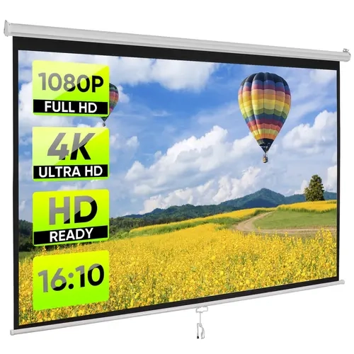 SuperDeal Matte Front Home Cinema Projector Screen - 80/100/120in 16:10 HD, Auto-Lock & Manual Control/Setup, Polyester Blend White Screen, for Home Theater, Outdoor Portable Projector, Church, Schools Use,back to school,back to school haul,sohochic