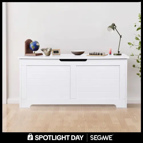 Segawe Modern Lift-Top Entryway Storage Chest Furniture - MDF Frame (30in/39.4in), Side Handles, White Home Decor, Living Room Storage Organizer, Kids Room Stuff Organizer,summerwins