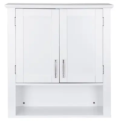 Segawe White Waterproof Wall-Mount Bathroom Cabinet - Double Doors, 3 Organizer Shelves, Clean Look, Quick and Simple Assembly, Space-Saving, 58x20x61cm Modern Home Furniture, Small Bathroom Solutions, Durable MDF, Humidity-Resistant, Wall Hanging