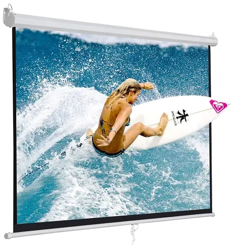 SuperDeal 120" 1:1 Manual Pull-Down Auto-Lock Washable Projection Screen, 119in Wide-Angle White Screen with Audio Metal Accessories, for Home Theater Presentations,back to school,back to school haul,sohochic
