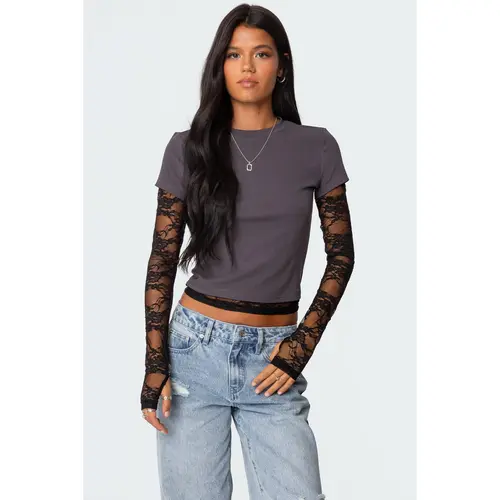 Layered Lace Sleeve Top