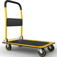 Upgraded Collapsible Folding Wagon Push Cart Dolly, 330-660 Lb Capacity Heavy-Duty Flat Bed Moving Platform, Space-Saving Swivel Push Handle Trolley