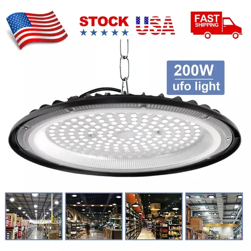 200W Super Bright UFO LED High Bay Light, Commercial Industrial Water-Resistant Lighting, High Bay LED Shop Lights for Basement, Car Garage, Father's Day Gift,dorm essentials,home decor,home essentials,camping essentials,sohochic