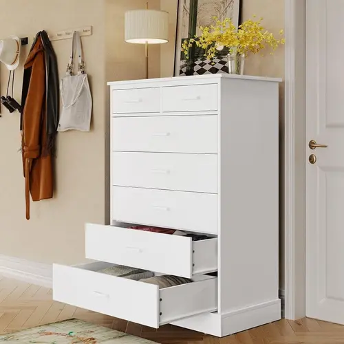 SIKAIC Modern Practical 7-Drawer Dresser for Bedroom - Sturdy Base Drawer Chest, Compartmentalized Clothing Storage Cabinet for Indoor Bedroom Furniture