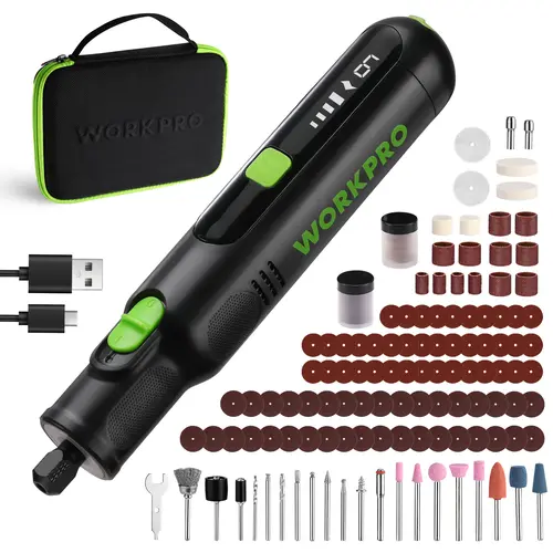 #toolupgrade WORKPRO Cordless Rotary Tool, 8V Rotary Tool Kit with 117 Accessories, 6 Variable Speed, Type-C Charging, LED Work Light, Power Rotary Tool for Sanding, Polishing, Engraving, Drilling, Cutting, DIY