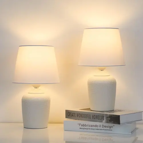 Small Table Lamps Set of 2, Bedside Nightstand Lamps for Bedroom Kid’s Room, Cute Desk Lamps with Studded Texture Base for Reading Nursery Living Room Office,dorm essentials,home decor,home essentials,camping essentials,sohochic