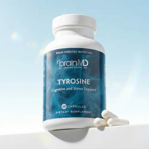 Tyrosine | BrainMD | 120 Capsules | Focus & Mental Clarity Support | Stress Resilience & Mood Support | L-Tyrosine Amino Acid